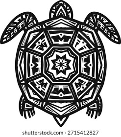 Seeschildkröte Mandala Silhouette Vektorgrafik für Meer Wildlife Kunst und komplizierte Tiermuster Designs.
