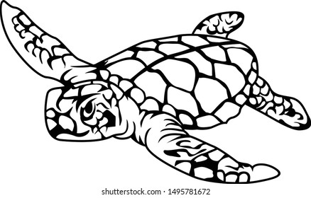 Sea turtle maori silhouette Vector