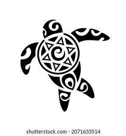 Sea turtle in the Maori style. Tattoo sketch	