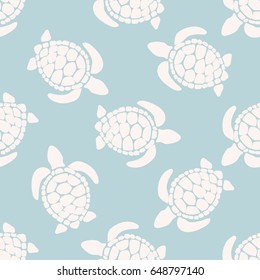 Sea Turtle Marine Animal Vector Seamless Pattern Background