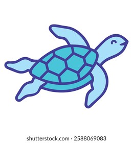 Sea turtle marine life icon illustration