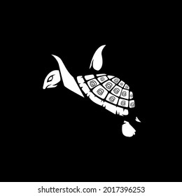 Sea turtle mascot logo silhouette version. Turtle in sport style, mascot logo illustration design vector	