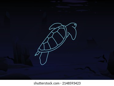 sea turtle minimalist isolated logo vector illustration 