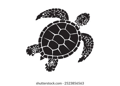 Tortuga de mar, estilo de Vector de silueta minimalista y simple