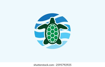 Sea turtle in the ocean logo