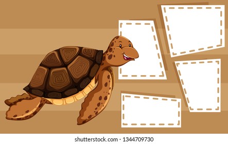 A sea turtle on blank template illustration