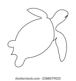 sea turtle One line continuous sea turtle Line art turtle Outline vector illustration