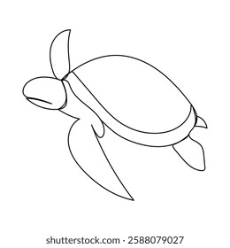 sea turtle One line continuous sea turtle Line art turtle Outline vector illustration