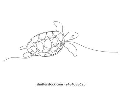 Sea turtle one line illustration. Vector continuous outline isolated sketch