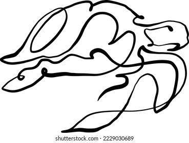 sea turtle one line vector illustration art