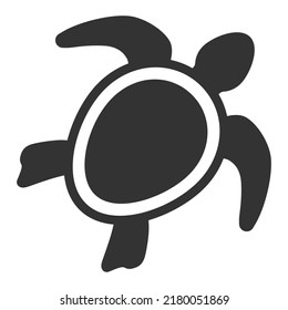 Sea turtle opened flippers, fins in swimming - web icon, illustration on white background, glyph style