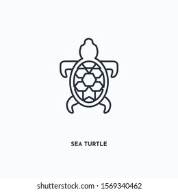 sea turtle outline icon. Simple linear element illustration. Isolated line sea turtle icon on white background. Thin stroke sign can be used for web, mobile and UI.