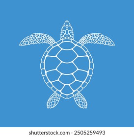 Sea turtle outline. Isolated turtle on white background. Reptile