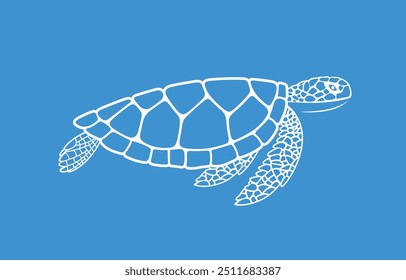 Sea turtle outline. Isolated turtle on white background. Reptile