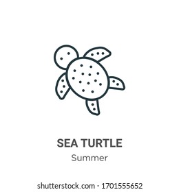 Sea turtle outline vector icon. Thin line black sea turtle icon, flat vector simple element illustration from editable summer concept isolated stroke on white background