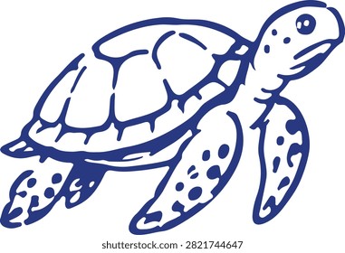 Sea Turtle Outline Vector Illustration