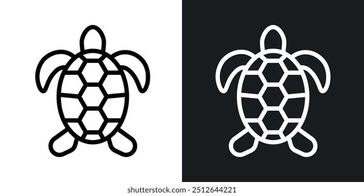 Sea turtle outlined icon vector collection.