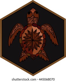 sea turtle with a pattern on the shell