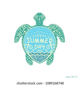 Sea turtle with pattern .Summer day