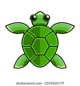 Sea turtle. Realistic, artistic, colored drawing of a sea turtle on a white background in a watercolor style.