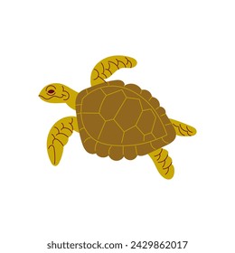 Sea Turtle Reptile Animal Cartoon Style Illustration