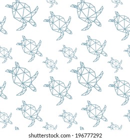 Sea turtle seamless pattern backgrounds, vector illustration
