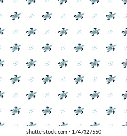 Sea turtle seamless pattern. Cute swimming blue turtles. Nautical boy pattern wallpaper. Sea background vector