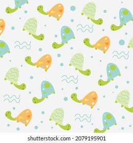 sea turtle seamless pattern Cute swimming pink turtles. Girls nautical pattern Sea animals. Sea background vector