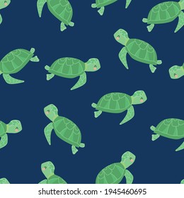 Sea turtle seamless pattern vector print design for textiles, paper, postcards, children's fashion fabric