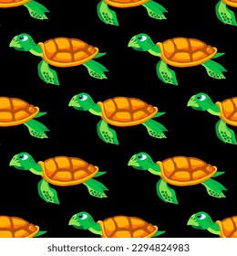 sea turtle, seamless pattern, vector illustration