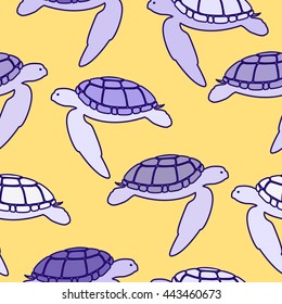 Sea turtle seamless pattern. Vector illustration.