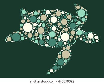 sea turtle shape vector design by color point