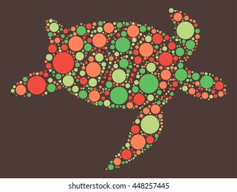 sea turtle shape vector design by color point