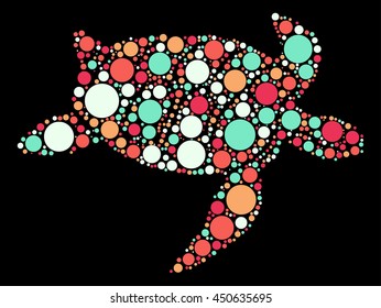 sea turtle shape vector design by color point