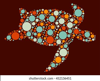sea turtle shape vector design by color point