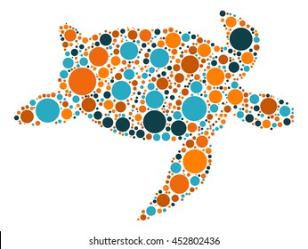 sea turtle shape vector design by color point