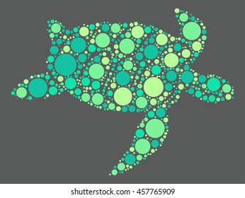 sea turtle shape vector design by color point