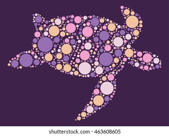 sea turtle shape vector design by color point