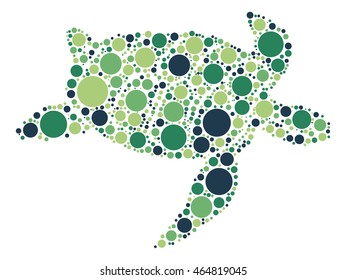 sea turtle shape vector design by color point