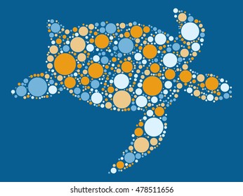 sea turtle shape vector design by color point