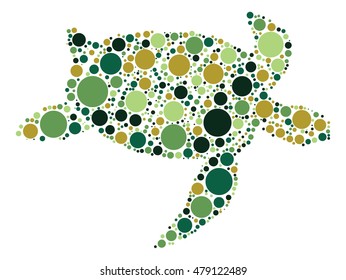 sea turtle shape vector design by color point
