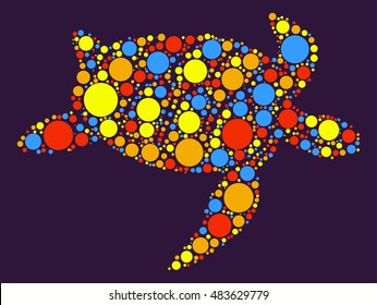 sea turtle shape vector design by color point