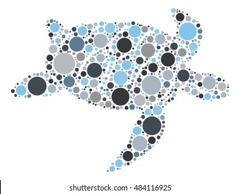 sea turtle shape vector design by color point