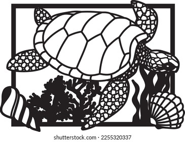 Sea turtle with shells vector file