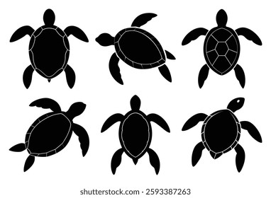 Sea Turtle Silhouette Bundle for Aquatic and Wildlife Designs