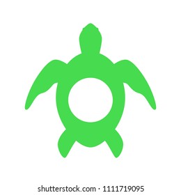 Sea turtle. Turtle silhouette - circle monogram. Vector icon isolated on white background.