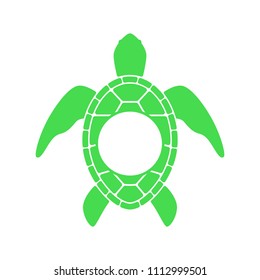 Sea turtle. Turtle silhouette - circle monogram. Vector icon isolated on white background.