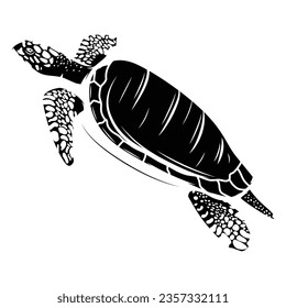 sea turtle silhouette isolated on white background