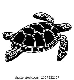 sea turtle silhouette isolated on white background