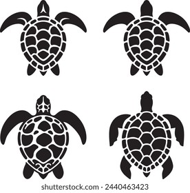 Sea turtle silhouette isolated on a white background.